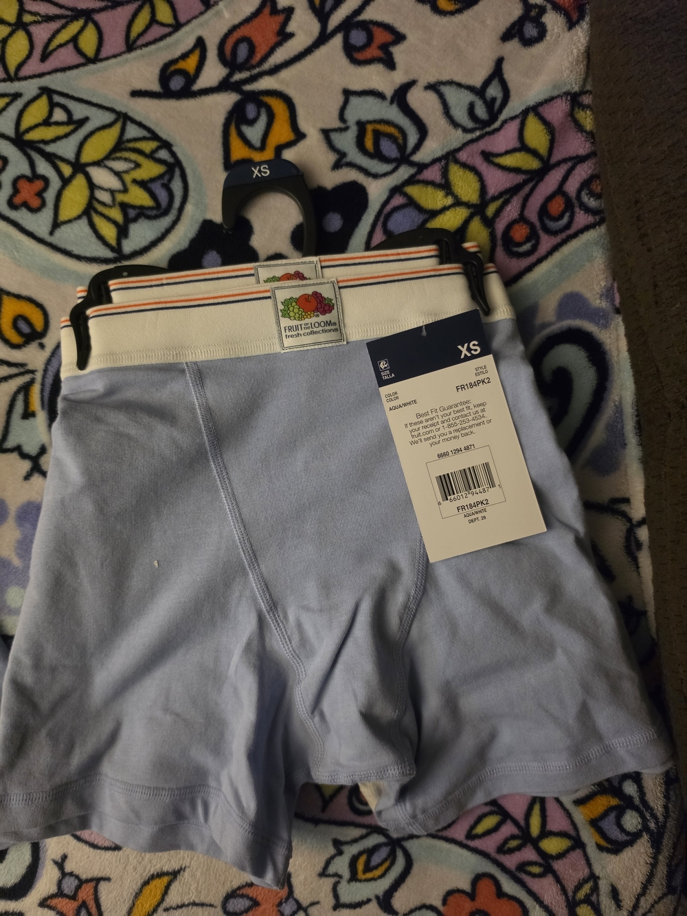 NWT- Fruit of the Loom Womens Light Blue Boxer Briefs- XS